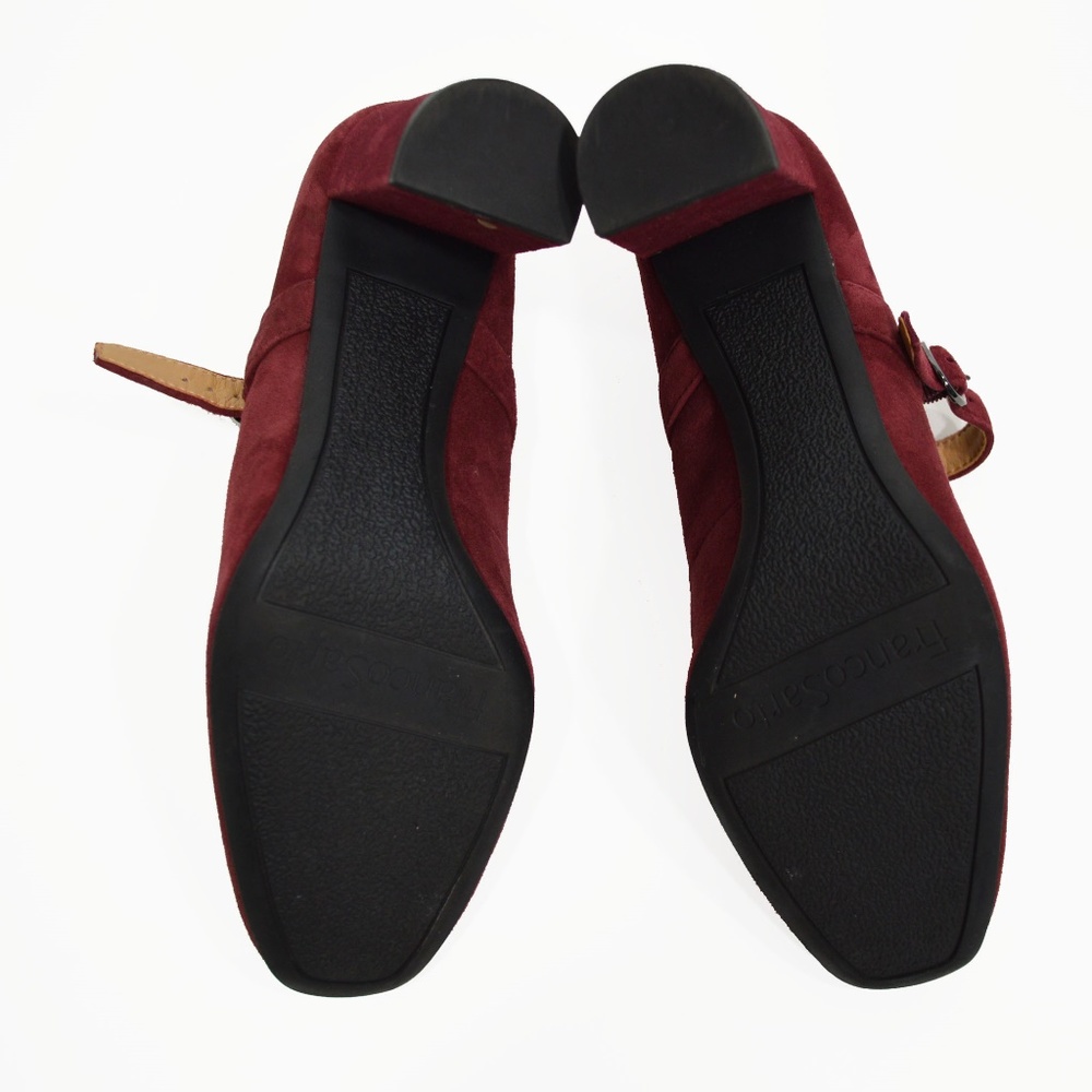 FRANCO SARTO Red Suide Mary Jane Block Heels 7.5 - Picture 7 of 7